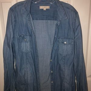 button down denim top